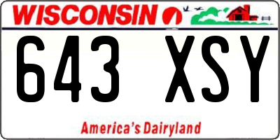 WI license plate 643XSY