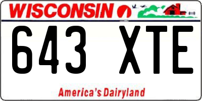 WI license plate 643XTE