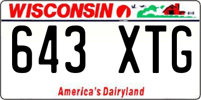 WI license plate 643XTG
