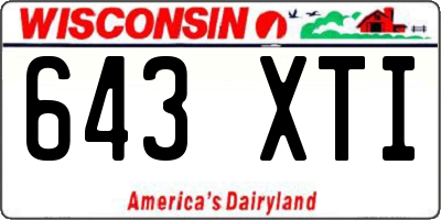 WI license plate 643XTI