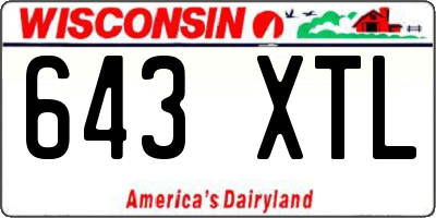 WI license plate 643XTL