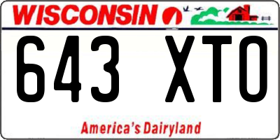 WI license plate 643XTO