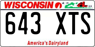 WI license plate 643XTS