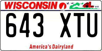 WI license plate 643XTU