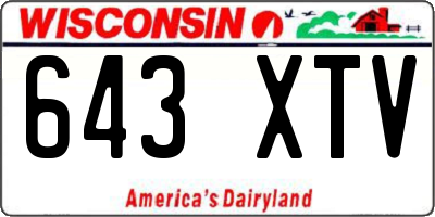 WI license plate 643XTV