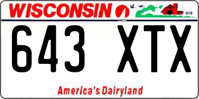 WI license plate 643XTX