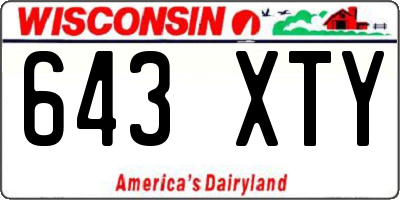 WI license plate 643XTY