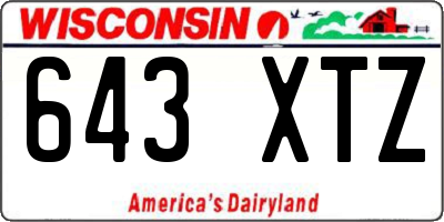 WI license plate 643XTZ