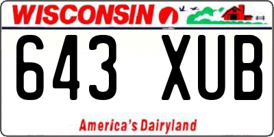 WI license plate 643XUB