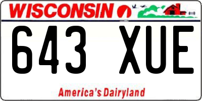 WI license plate 643XUE