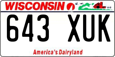 WI license plate 643XUK