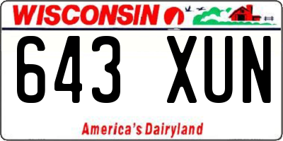 WI license plate 643XUN
