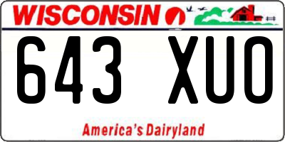 WI license plate 643XUO