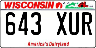WI license plate 643XUR