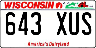 WI license plate 643XUS