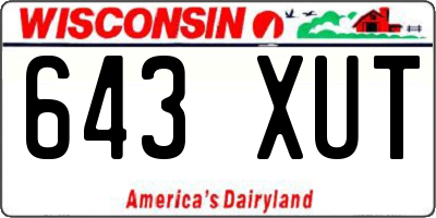 WI license plate 643XUT