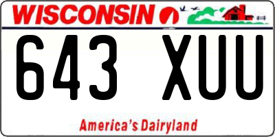 WI license plate 643XUU