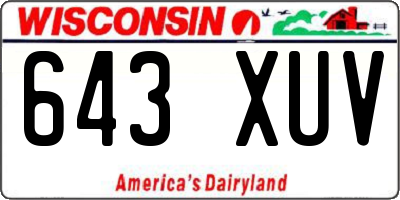 WI license plate 643XUV