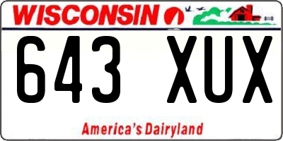 WI license plate 643XUX