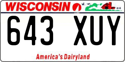 WI license plate 643XUY
