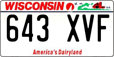 WI license plate 643XVF