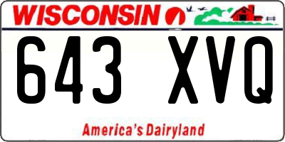 WI license plate 643XVQ