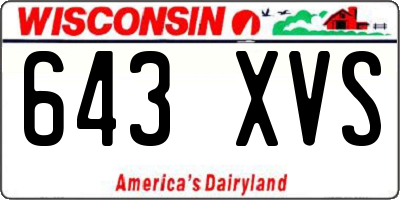 WI license plate 643XVS
