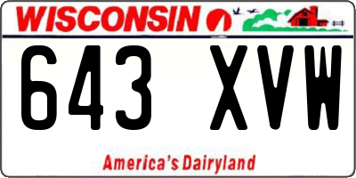 WI license plate 643XVW