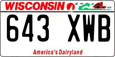 WI license plate 643XWB
