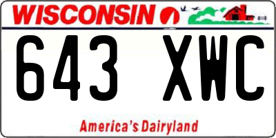 WI license plate 643XWC