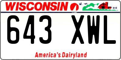 WI license plate 643XWL