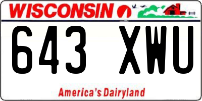 WI license plate 643XWU