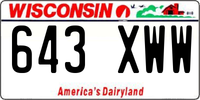 WI license plate 643XWW
