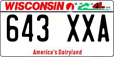 WI license plate 643XXA