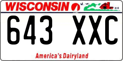 WI license plate 643XXC