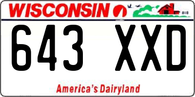 WI license plate 643XXD