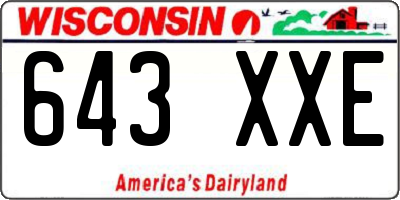 WI license plate 643XXE