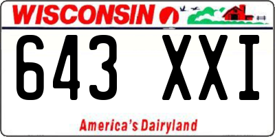 WI license plate 643XXI