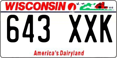 WI license plate 643XXK