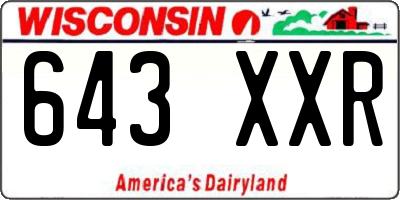 WI license plate 643XXR