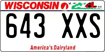 WI license plate 643XXS
