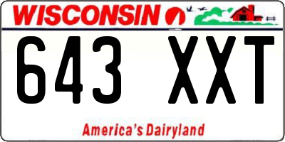 WI license plate 643XXT