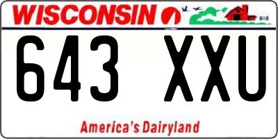WI license plate 643XXU