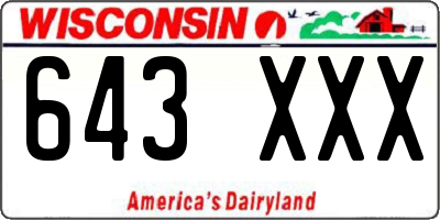 WI license plate 643XXX