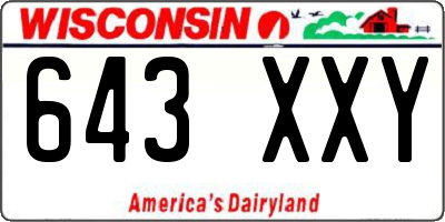 WI license plate 643XXY