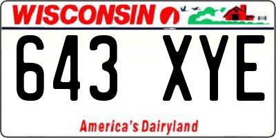 WI license plate 643XYE