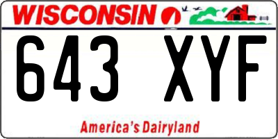 WI license plate 643XYF