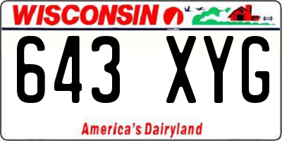 WI license plate 643XYG