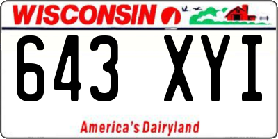 WI license plate 643XYI
