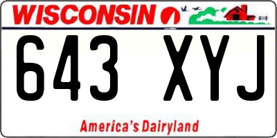 WI license plate 643XYJ